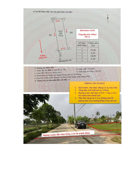 Bán lô đất 155m2 (full thổ cư ) Thuộc Thuận Thành – Thái Thuỵ – Thái Bình.